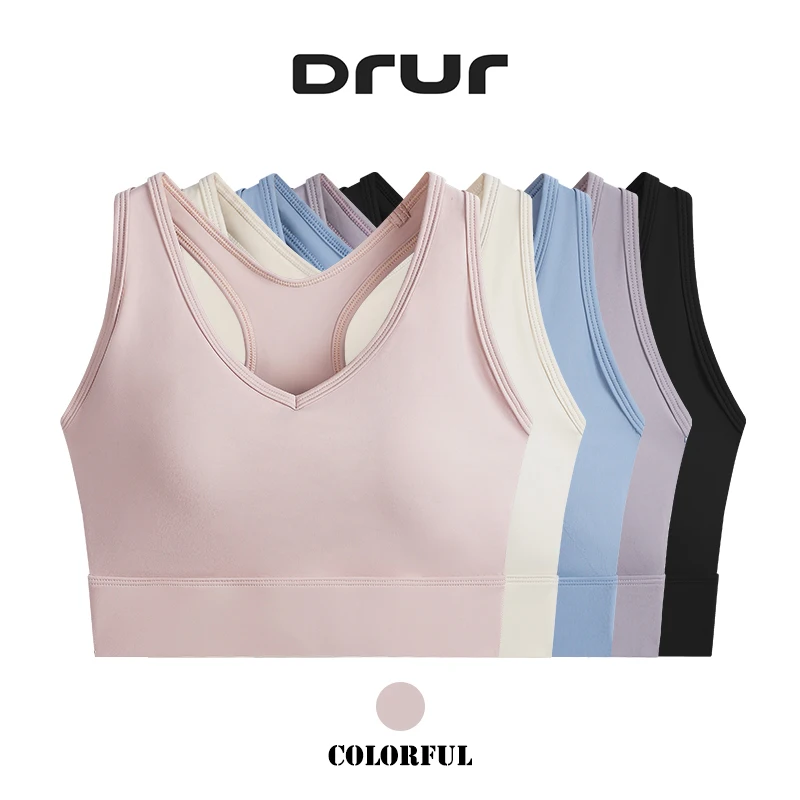 DRUR Sports Top Woman Gym Clothes Shockproof Seamless Yoga Bra With Pad Quick Dry Workout Underwear Female Running Bralette New