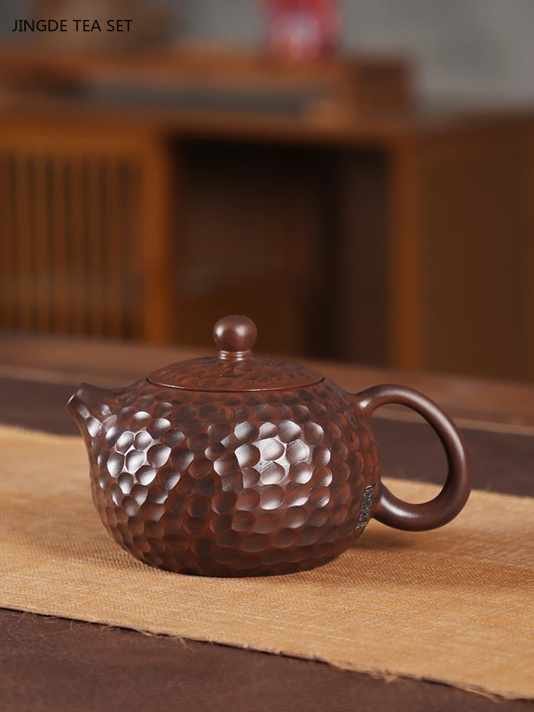 250ml Authentic Purple Pottery Teapot High-grade Ceramic Tea Set Handmade Ball Hole Filter Xishi Pot Chinese Beauty Tea Infuser