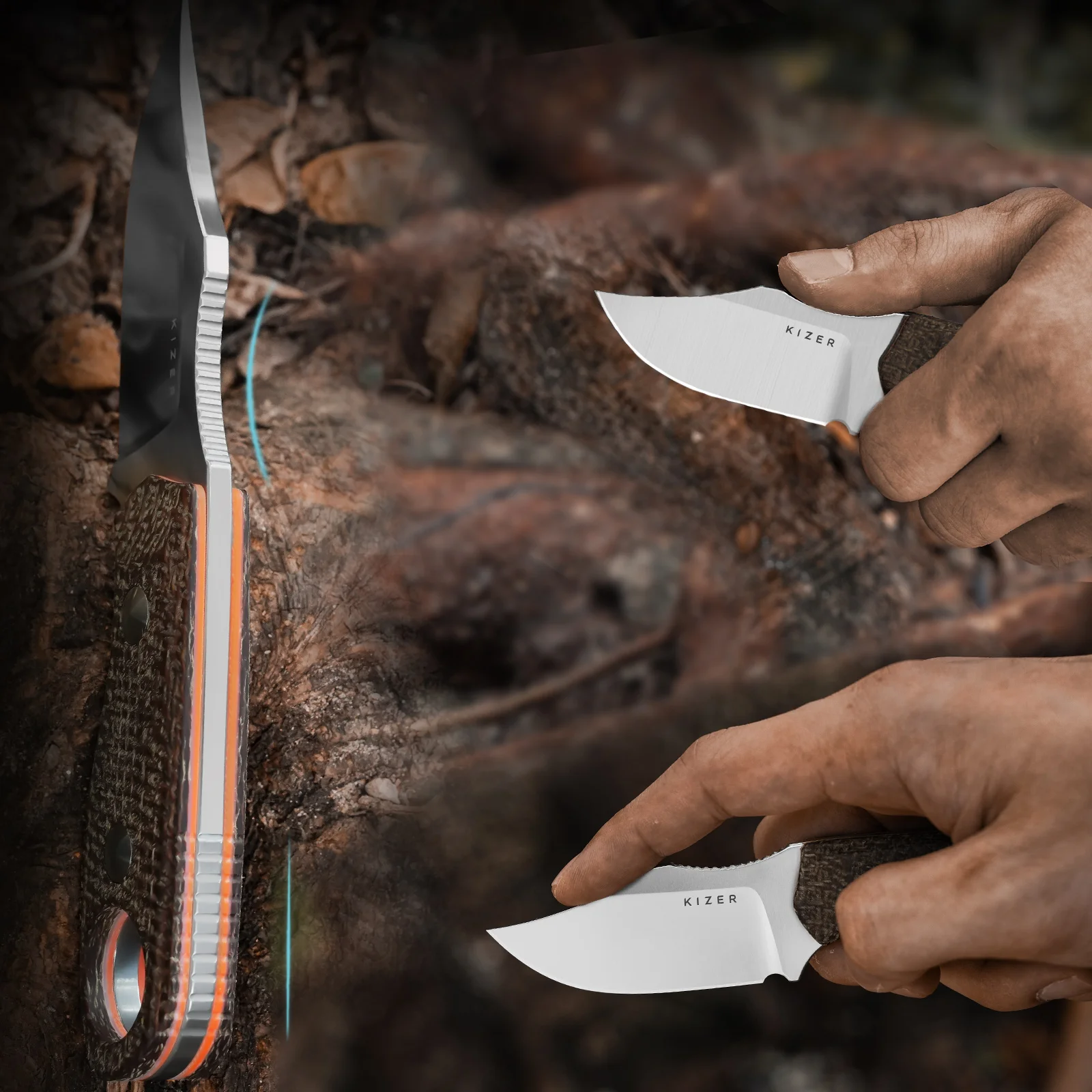 Kizer شفرة مثبتة سكين 1078A3/1078A4 سمور 2 2025 جديد G10/Micarta & G10 مقبض D2/AEB-L مشبك فولاذي نقطة شفرة سكاكين التخييم