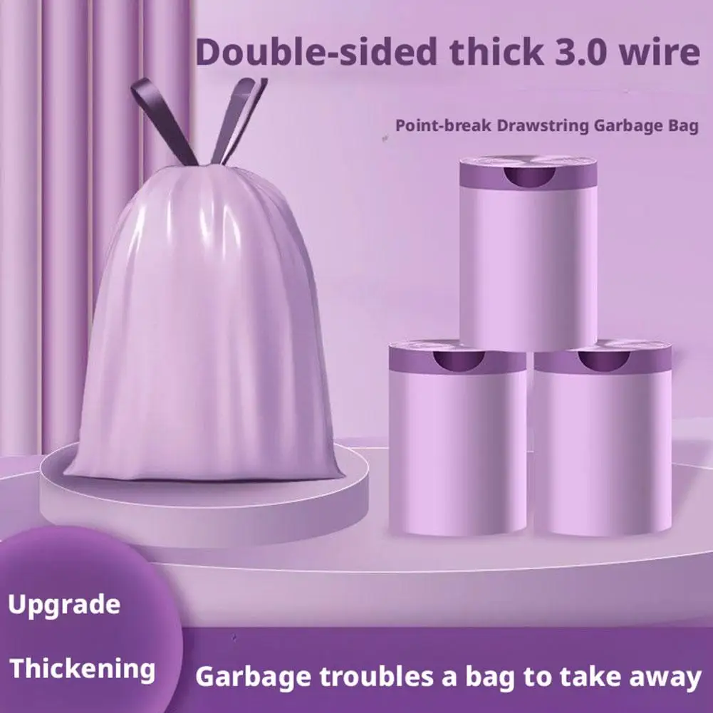 Drawstring Trash Bags Thickened Large Kitchen Garbage Bag Heavy Duty Automatic Tie Tall Waste Bin Liner Home Office 100 500PCS