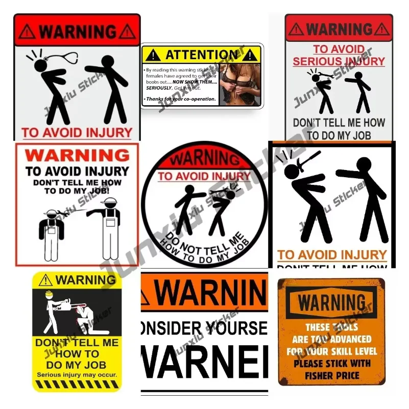 

Warning Decals To Avoid Serious Injury DON'T Tell Me How To Do My Job Warning Stickers Hard Hat Toolbox Car Sticker for Cars SUV