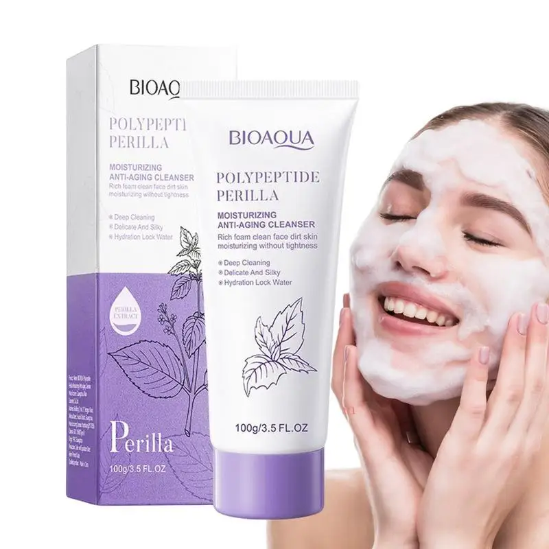 100g Moisturizing Peptide Perilla Face Cleanser Hydrating Oil Control Shrink Pores Nourishing Skin Care Facial Face Wash