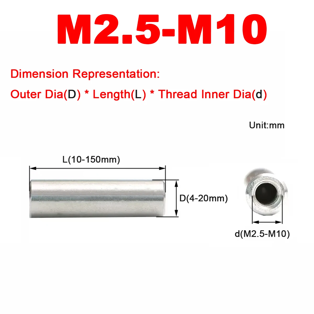 304 Stainless Steel Cylindrical Pin GB120 Internal Thread Locating Pin Dowel Pin For Machinery M6M8M10