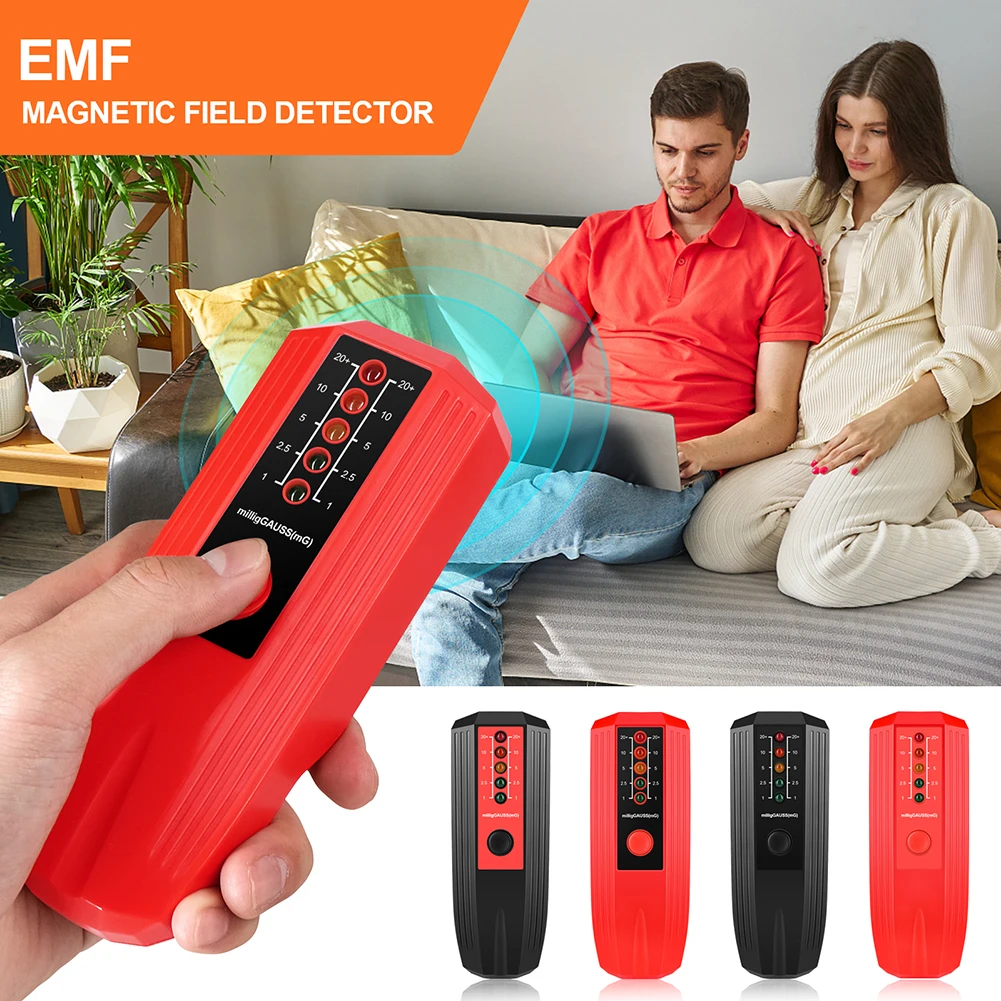 Portable Electromagnetic Radiation Detector 5 LED Gauss Meter for Abnormal Wave Research EMF Testing for Electrical Instruments