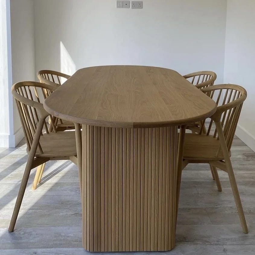 

ABCNordic Light Luxury Solid Color Family Restaurant Oval Wooden Table
