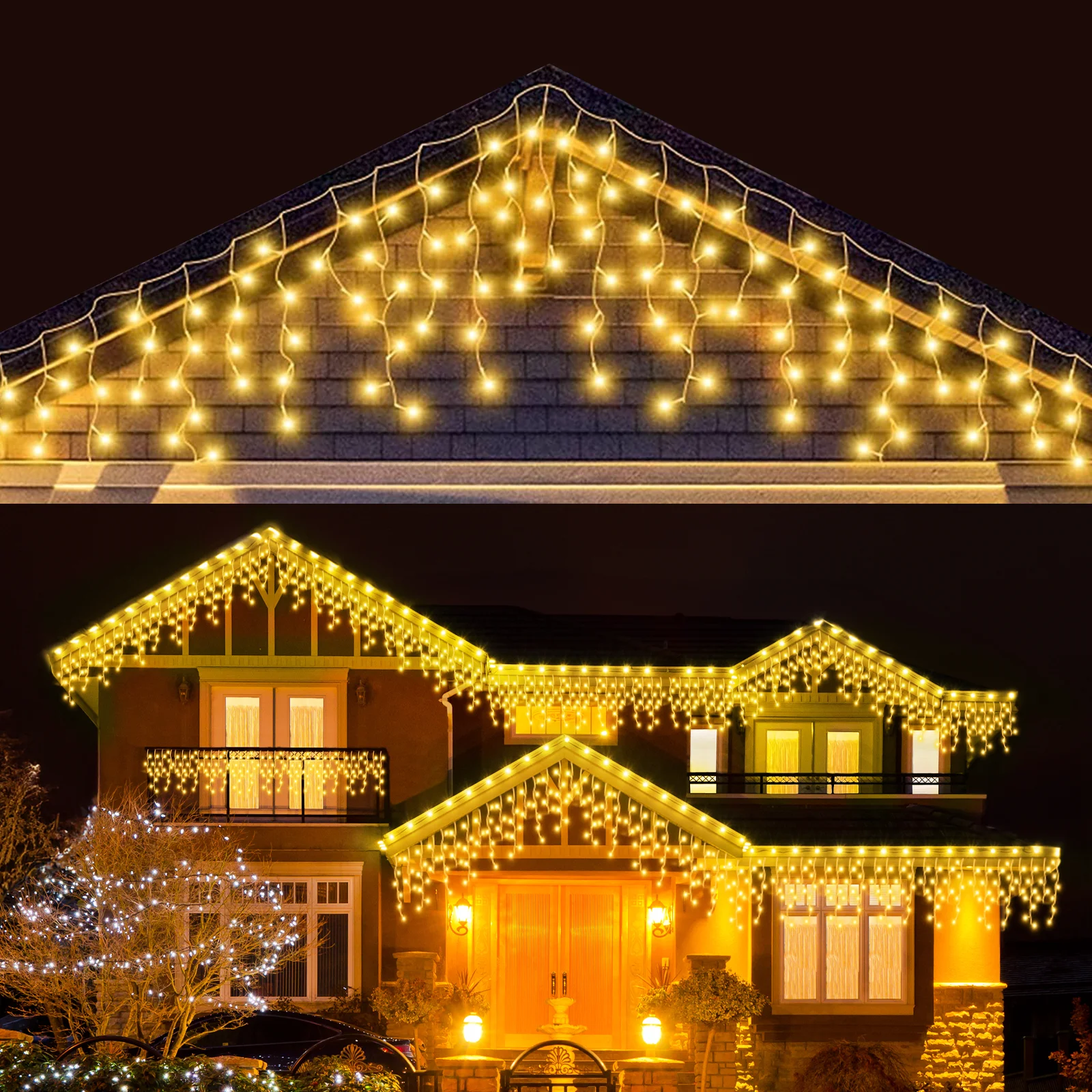 17m/10m/7,5m LED Lichterkette Fairy Lights Weihnachtsbeleuchtung Wasserdicht Schneefest 8 Modi DIY Deko für Zuhause Garten Hochzeit Geburtstag Party Neujahr Straße inkl. 10 Kabelbindern (15cm)