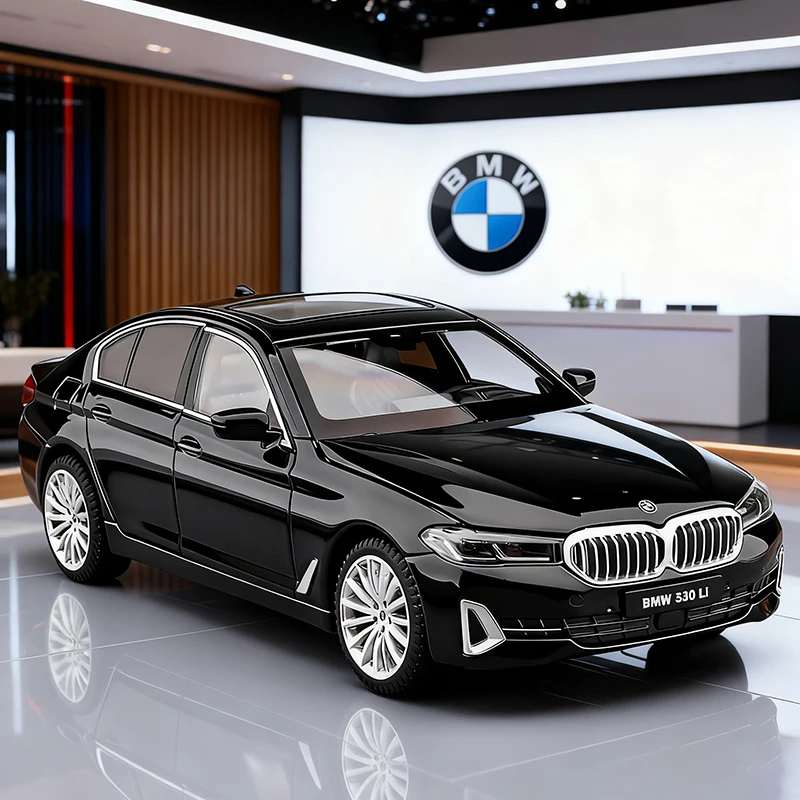 1:24 BMW 530 530LI Model Samochodu ze Stopu Metali z Dźwiękiem i Światłem, Napędem Pull-Back, Zabawka dla Dzieci, Kolekcjonerski Prezent Urodzinowy