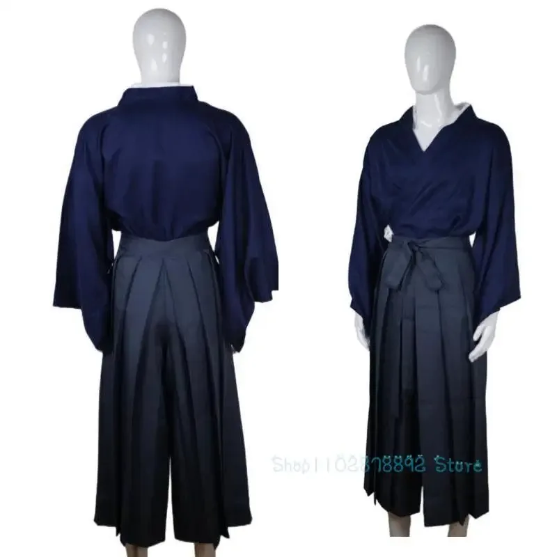 qq78Request7Anime TV Rurouni Kenshin Косплей Костюм Парик Химура Кимоно Кендо Экипировка Брючная Юбка Хэллоуин Классическая Униформа Su