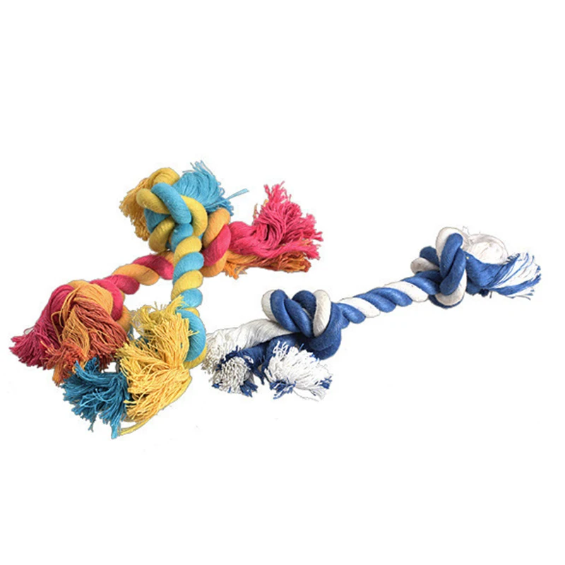 Pets dogs pet supplies Pet Dog Puppy Cotton Chew Knot Toy Durable Braided Bone Rope 18CM Funny Tool (Random Color )