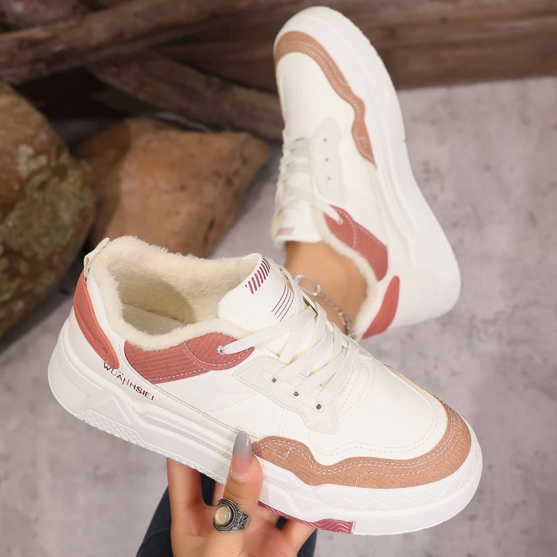 

Winter Outdoor Ankle Boots Thick Sole Fleece Women Sneakers Non-slip Warm Sports Walking Shoes Fashion Comfortable Modern Boots