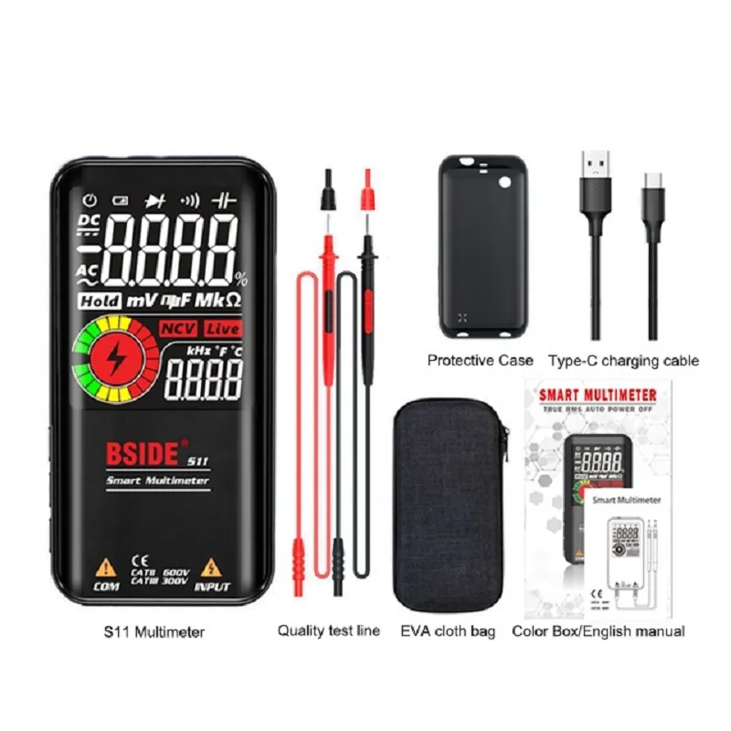 BSIDE S11/S10 Digital Smart Multimeter 9999 conteggi Smart multimetro DC AC condensatore di tensione Ohm diodo NCV Hz Live wire Tester