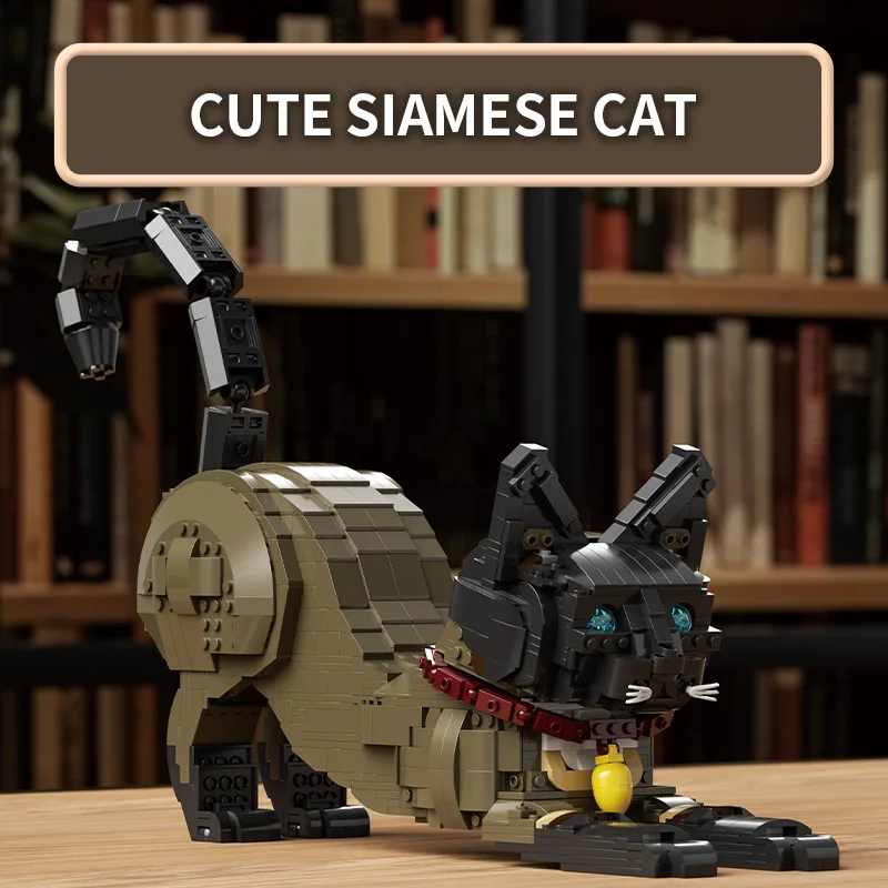 

Строительный блок с котенком, сиамский кот, совместимый с Lego, имитационная модель животного, детская головоломка, сборный строительный блок