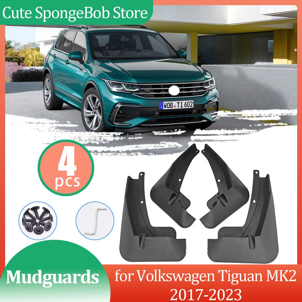 for VW Volkswagen Tiguan MK2 AD1 AX1 BW2 BJ2 R-Line 2017~2023 Mudguards Mud flaps Fender Flare Mud Flap Splash Guard Accessories