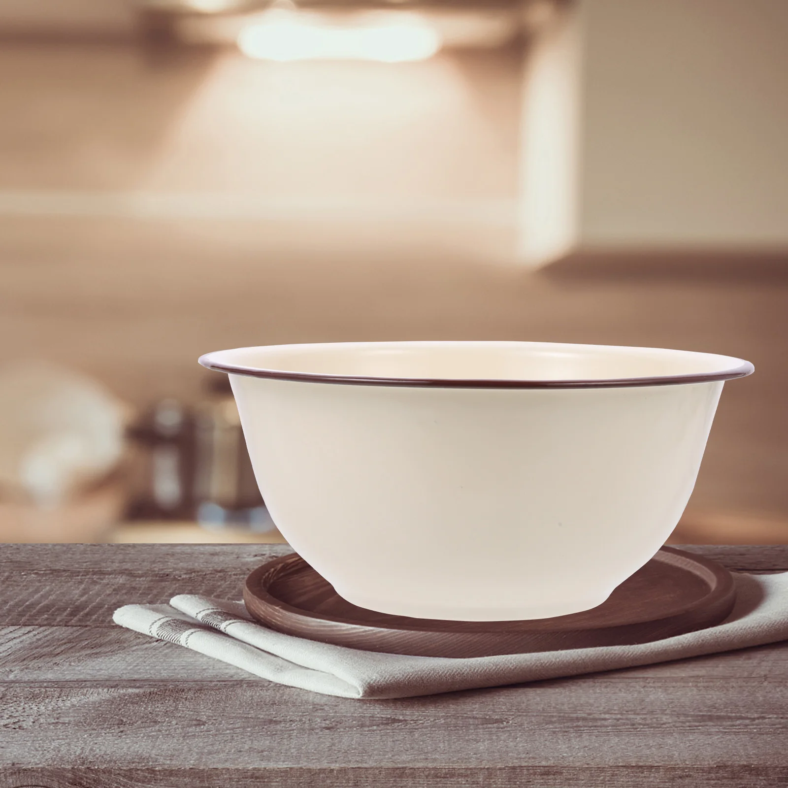 

2pcs Enamel Household Vintage Enamel Basin Soup Storage Kitchen Enamelware Salad Mixing Basin Food Storage Lard Oil Dough Mixing