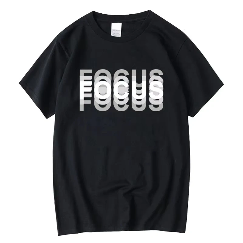 Summer Men's Cotton Blend High Quality Casual Sports Loose Oversized Funny Focus Print Round Neck Short Sleeved T-shirt Tops