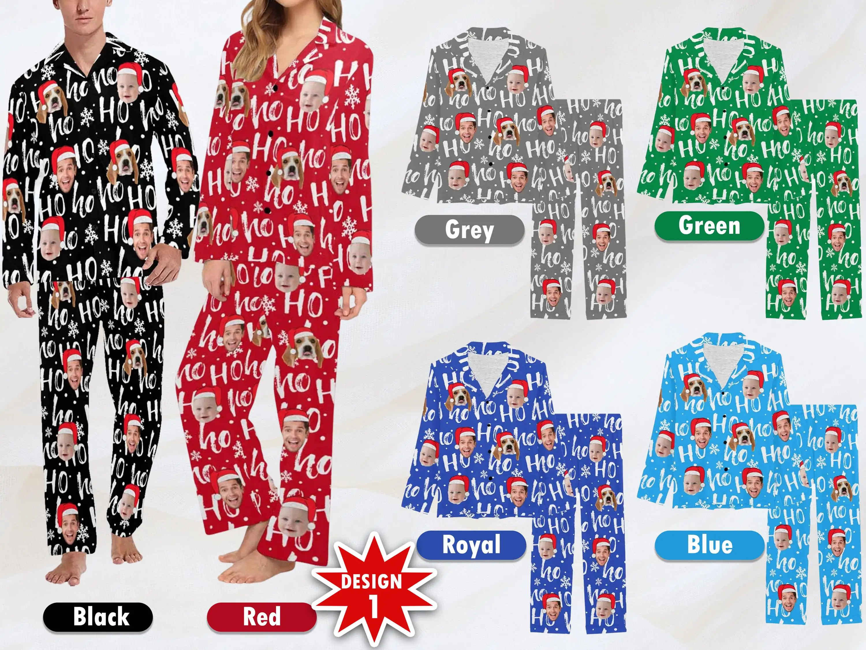 Custom Face Christmas Couple Pajama Pants Holiday Family Pajama Party Funny Pajama Gifts For Women/Men Pajama Pants Sweatshirts