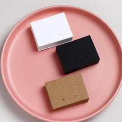 50 Uds. Tarjetas de exhibición en blanco de 6x4,5 cm, soporte Horizonal de 2 agujeros para pendientes colgantes, joyería, cartón, suministros de embalaje para pequeñas empresas