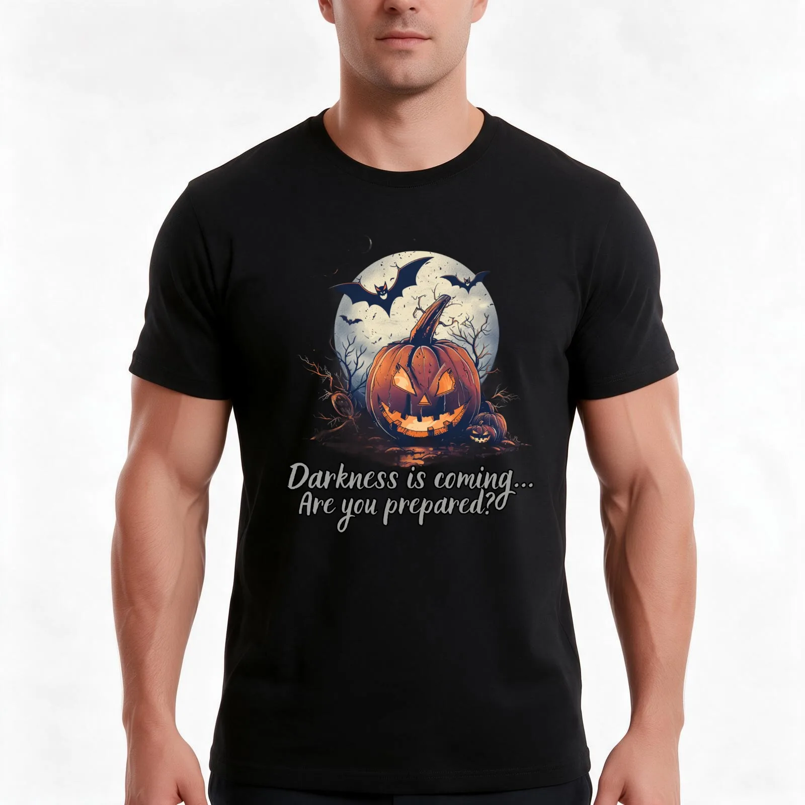 Happy Halloween. Darkness is Coming... Are you prepared? T-Shirt, Summer Casual Cotton Tee, Oversized Streetwear Tops