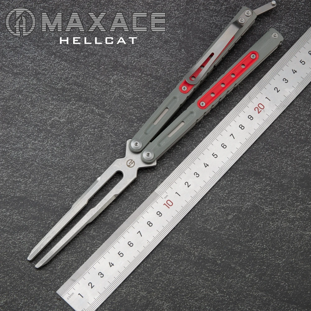 Maxace Hellcat motylkowy nóż treningowy g10 Inaly Tc4 uchwyt tuleja treningowy System narzędzia EDC gładko obracany składany nóż