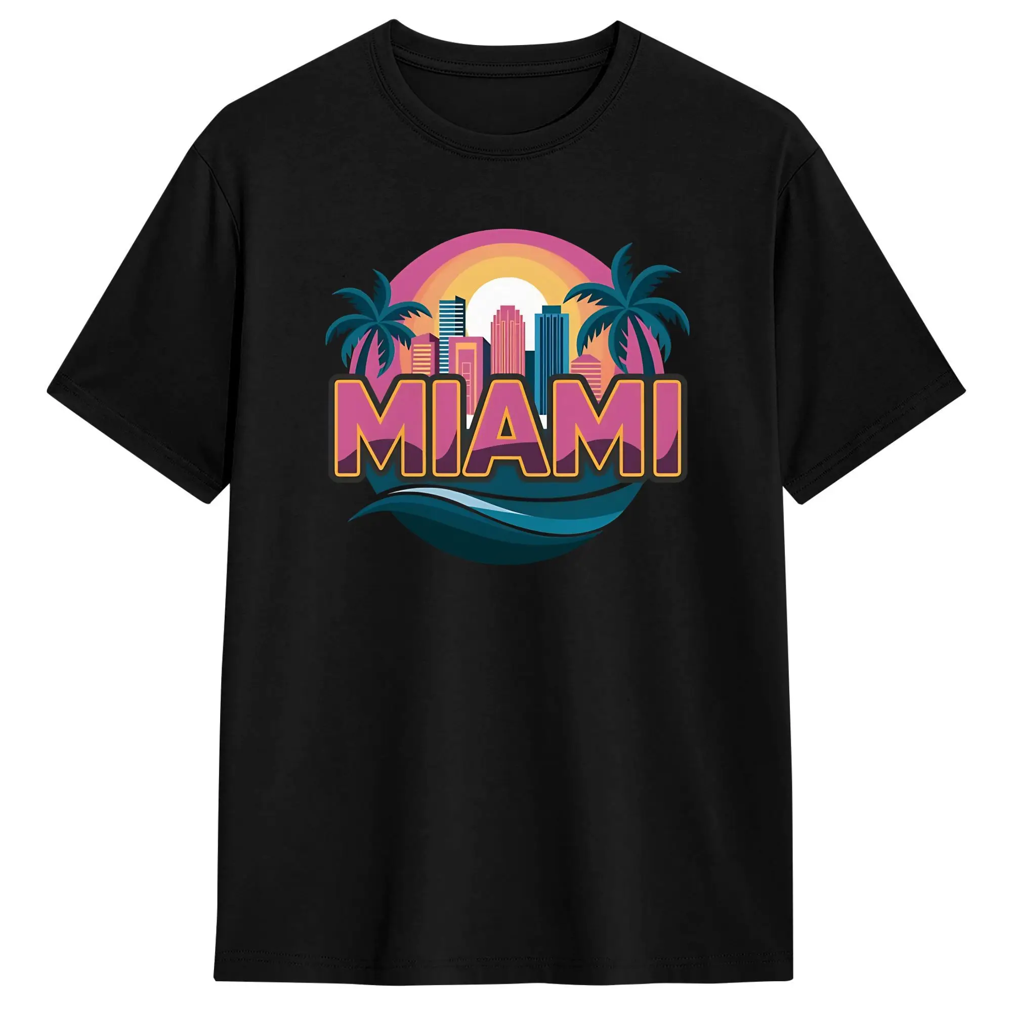 Miami Florida United States T-Shirts Men Women  Funny Cotton Tees Round Neck Short Sleeve T Shirt Plus Size Clothes