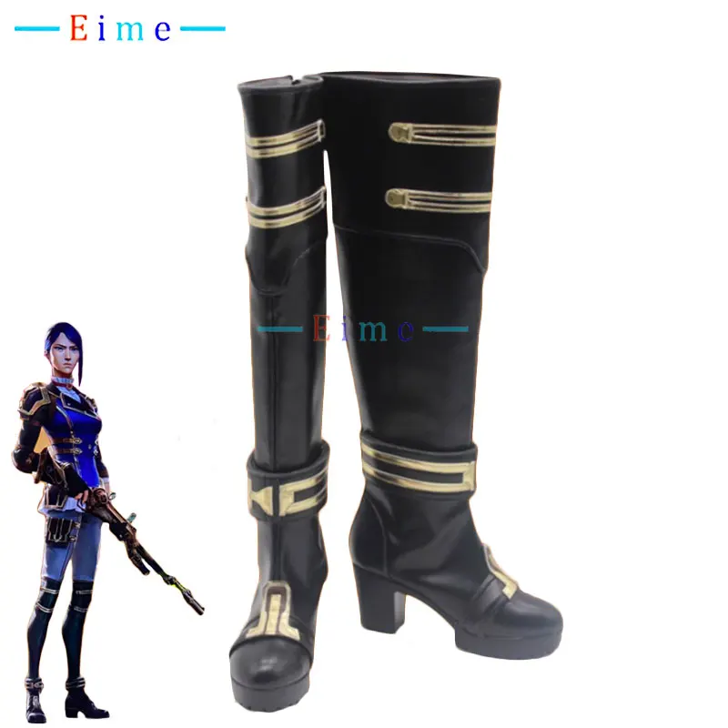 Caitlyn Arcane Scarpe Cosplay Stivali di Carnevale di Halloween Scarpe in pelle PU lo Sceriffo di Piltover LOL Puntelli Cosplay Custom Made