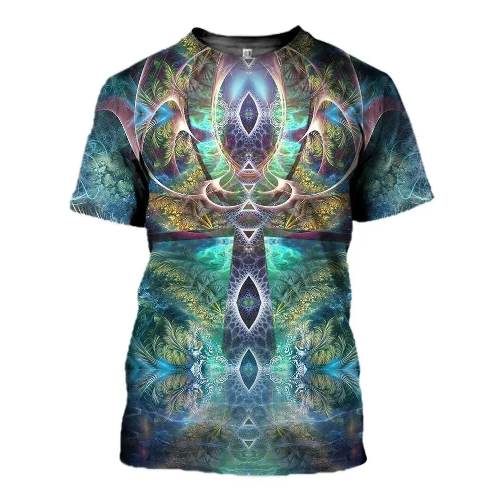 Mystery Symbol New Fashion Psychedelic T-Shirt 3D Psychedelic Print Men\'S Short Sleeve T Shirt Summer Streetwear Casual Top