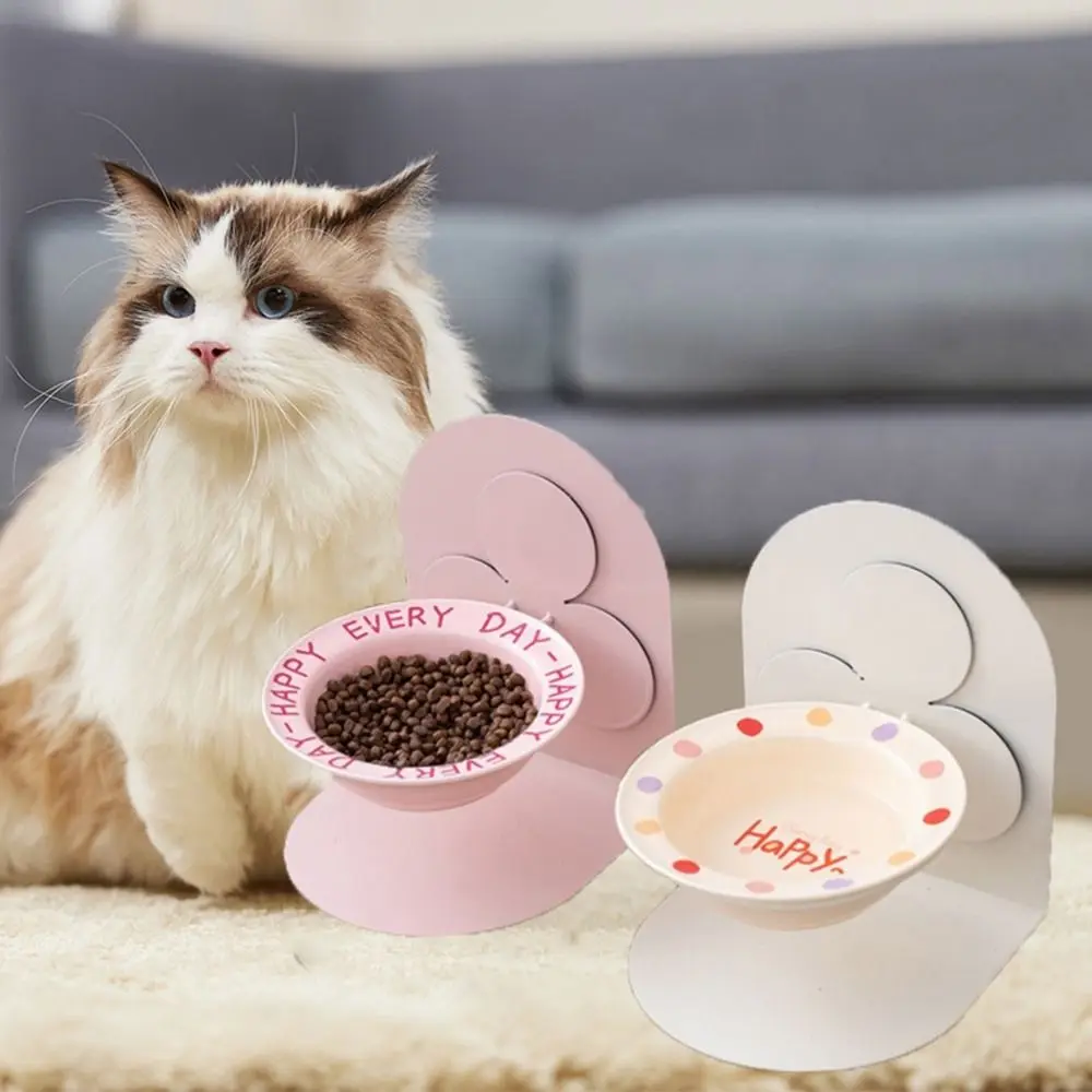 

Detachable Ceramic Cat Bowl Protects Cervical Anti Vomiting Cat Drinking Bowls Adjustable Height Anti-slip Pet Feeding Dish