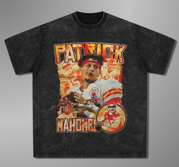 

2025 Summer Latest Washed Crew Neck T-shirt Y2k Wind Super Bowl Star Flat Print T-shirt Large Size Men's and Women's Top T-shirt