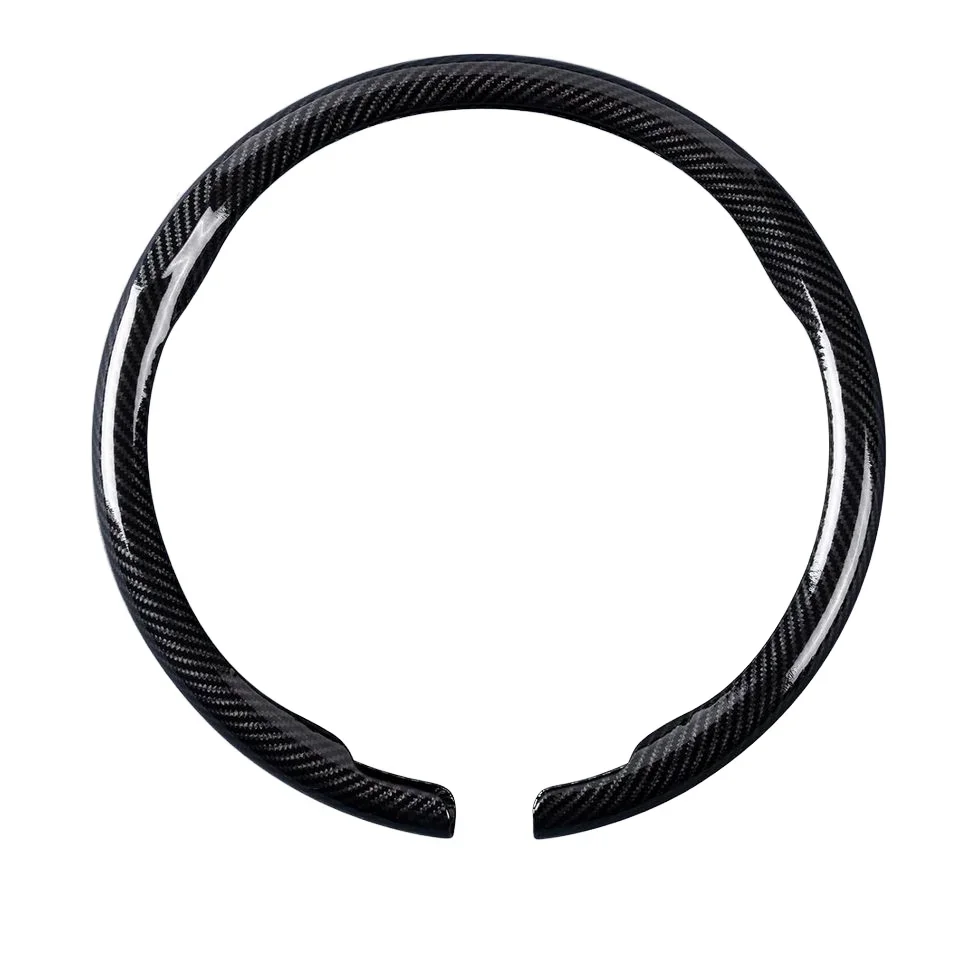 Car Steering Wheel Cover Carbon Fiber Snap on Steering Wheel Accessories Wrap 14.5-15 Inch Universal Grip Anti-Skid Protector！！