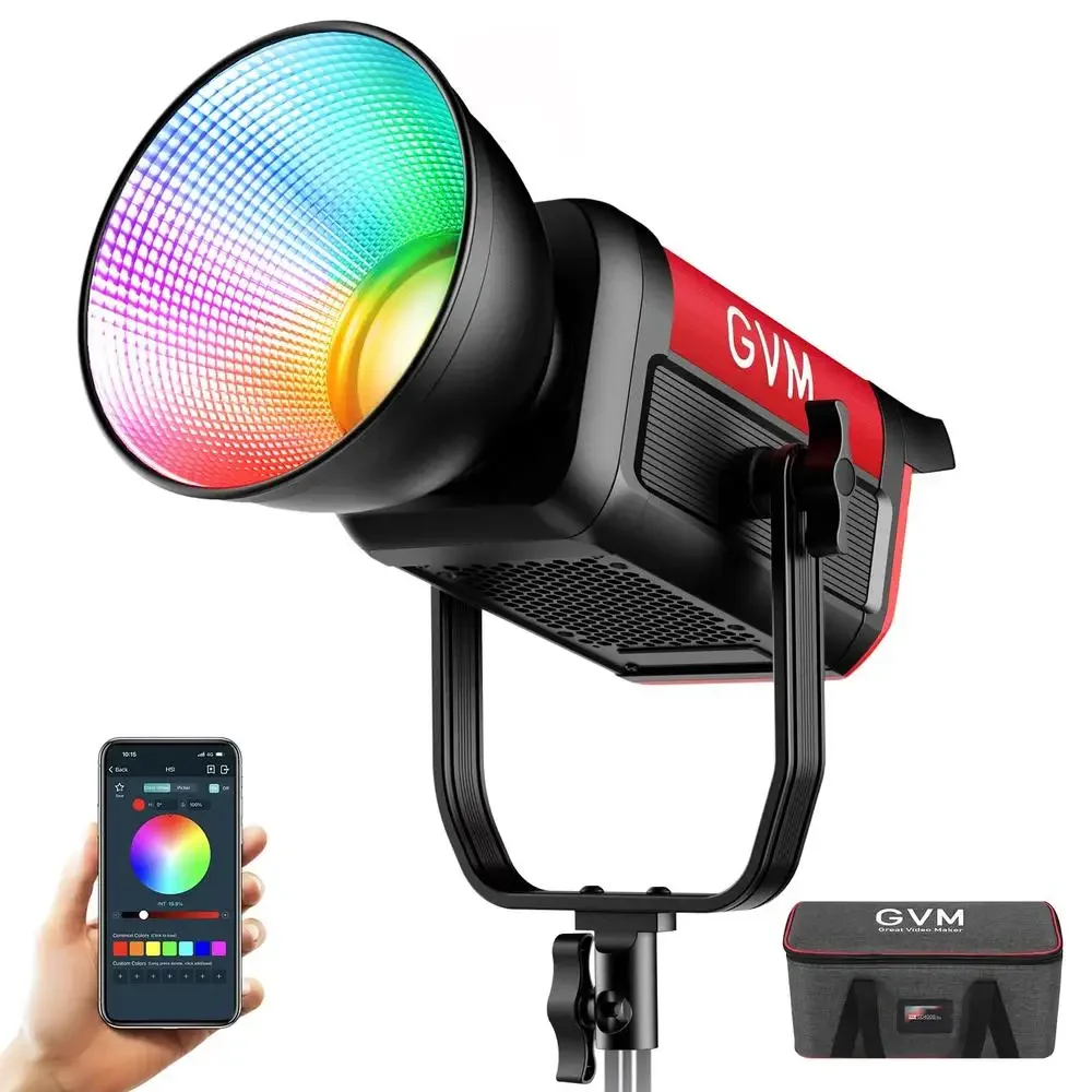 300W RGB Video Light Studio Lighting Bowens Mount HSI CCT 2000K-10000K 16 Lighting Effects App Bluetooth Control High CRI 97