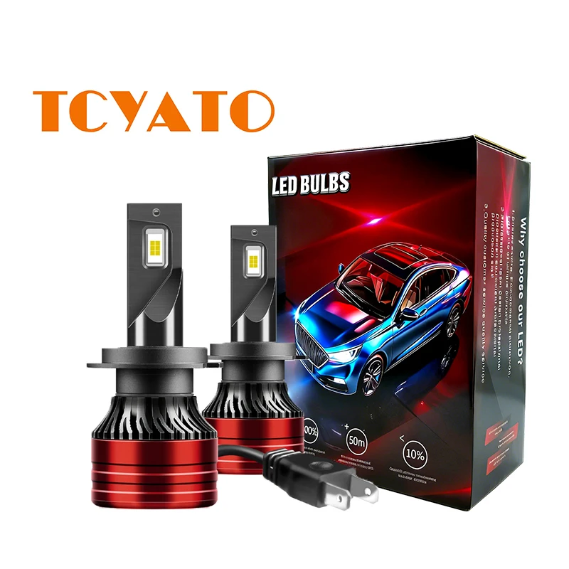 

TCYATO 2Pcs car headlights H4 H7 LED H11 9005 9006 H1 light bulbs spotlight king 160W 24000LM lighting 3570 6000K 12V LED