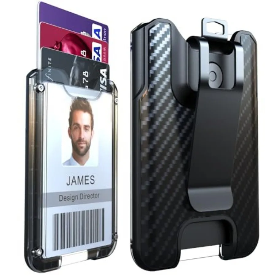 

Badge Holder, ID Card Holder with Metal Clip - Durable Polycarbonate Holds 1 to 4 Cards,Portable Wallet for Office, Laborer, Po