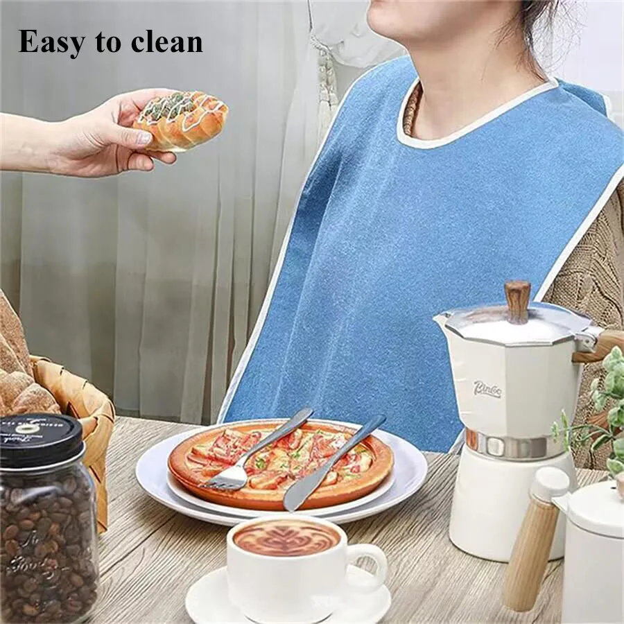 2PCS Adult Bibs Adjustable Multi-purpose  Machine Washable Dining Clothing Protection for Men and Women Elderly and Disabled