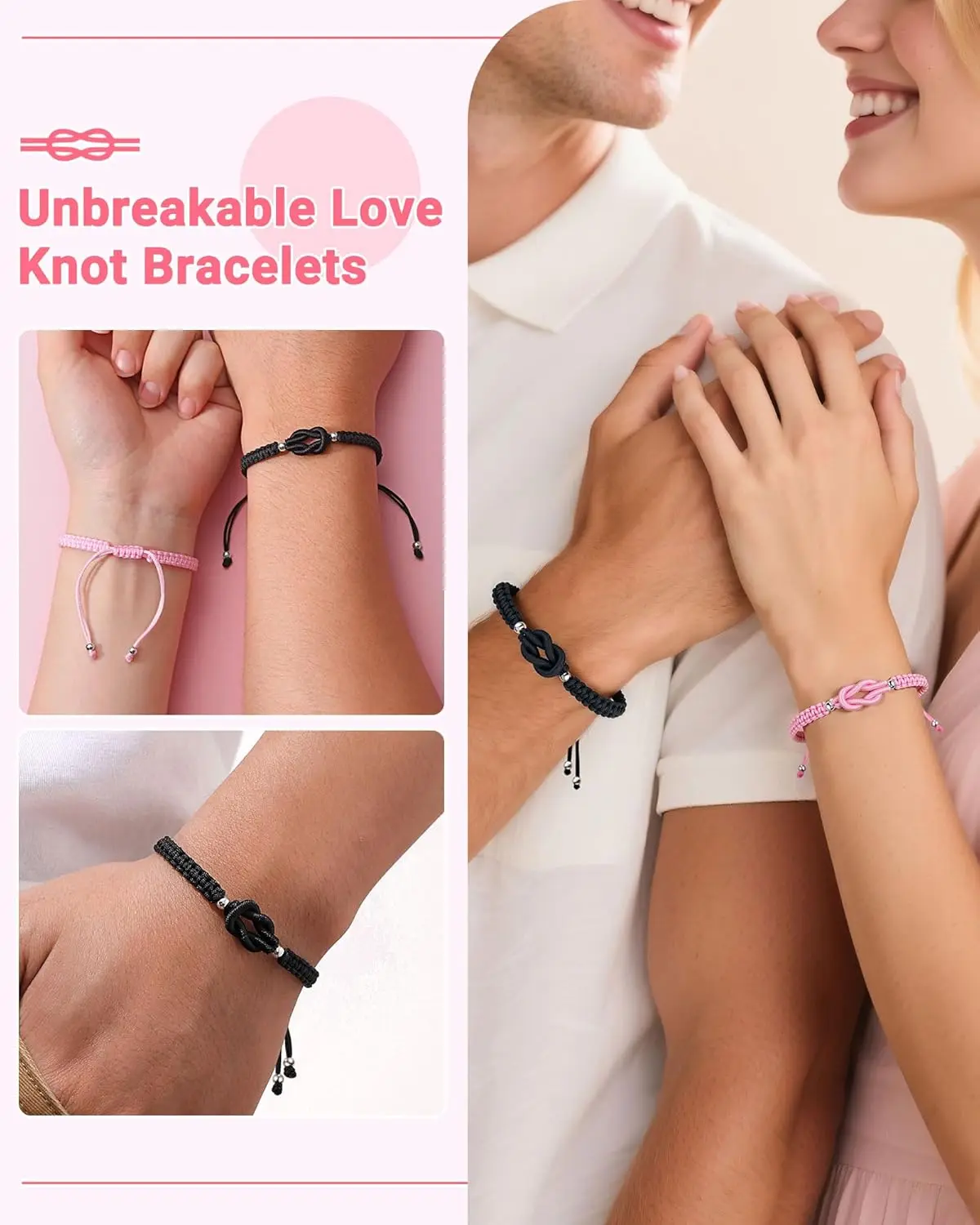 2026 New Pinky Promise Forever Love Knot Matching Couple Bracelet Anniversary Christmas Valentines Gift for Boyfriend Girlfriend view 2