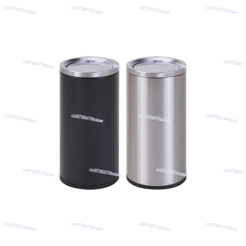 Light Luxury Elevator Entrance Stainless Steel Shopping Mall Trash Can Lobby Vertical Flip Half Cover Round Large Hong Kong