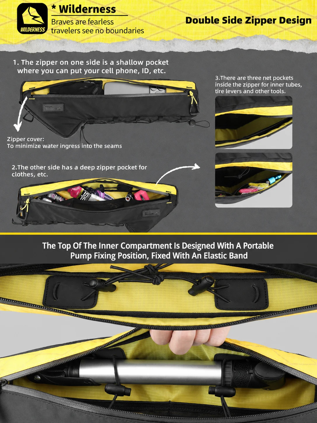حقيبة دراجة مثلثة الشكل من Rhi - مراجعة Gravel Bike Frame Bag Bikepacking وسعره