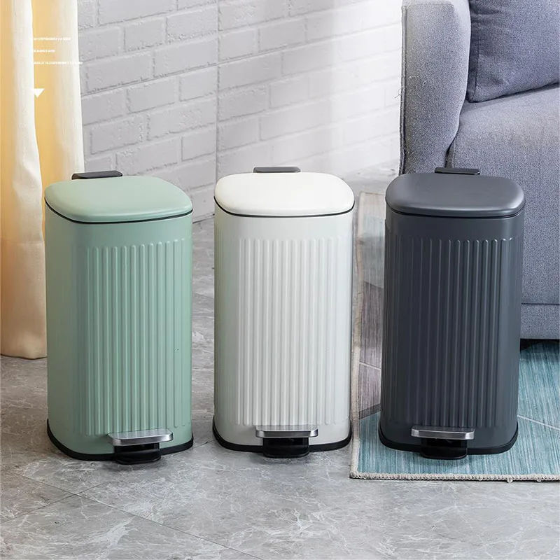 12L Stainless Steel Trash Can Garbage Can Foot Pedal Large Capacity Dustbin Electric Trash Bin for Kitchen Bathroom Living Room