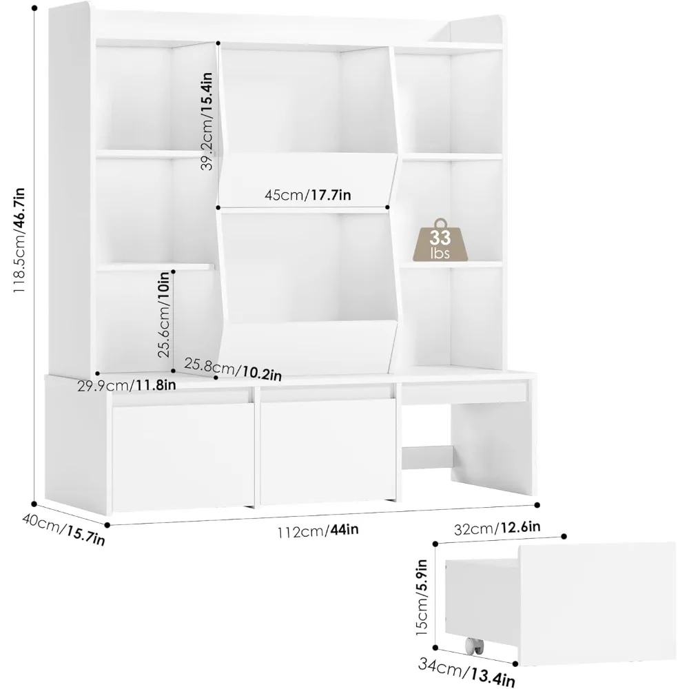 Детский шкаф для хранения игрушек и книг с 3 регулируемыми ящиками и полками для организации комнаты для малышей