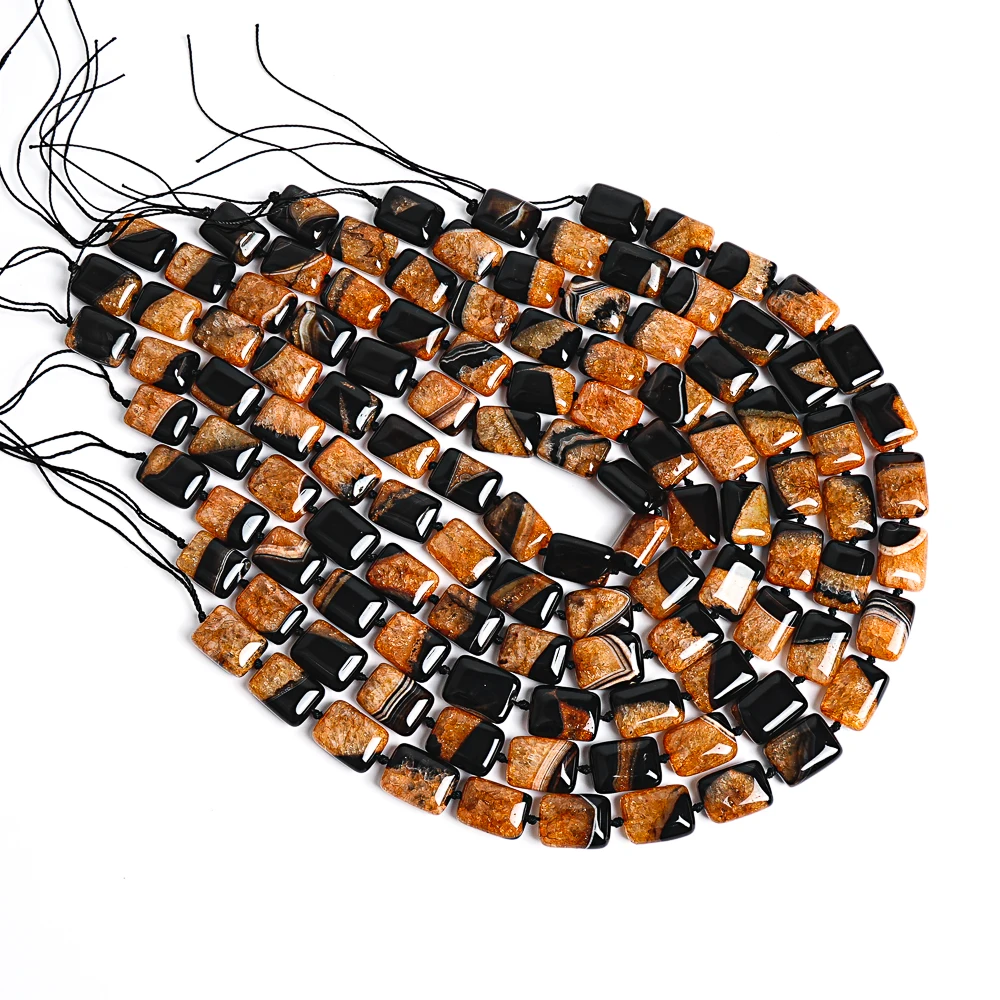 Orange Agate Cubic Beads 20x15mm Handcrafted Square Gemstone Beads Premium Loose Agate Cube Beads for Bracelets Necklaces