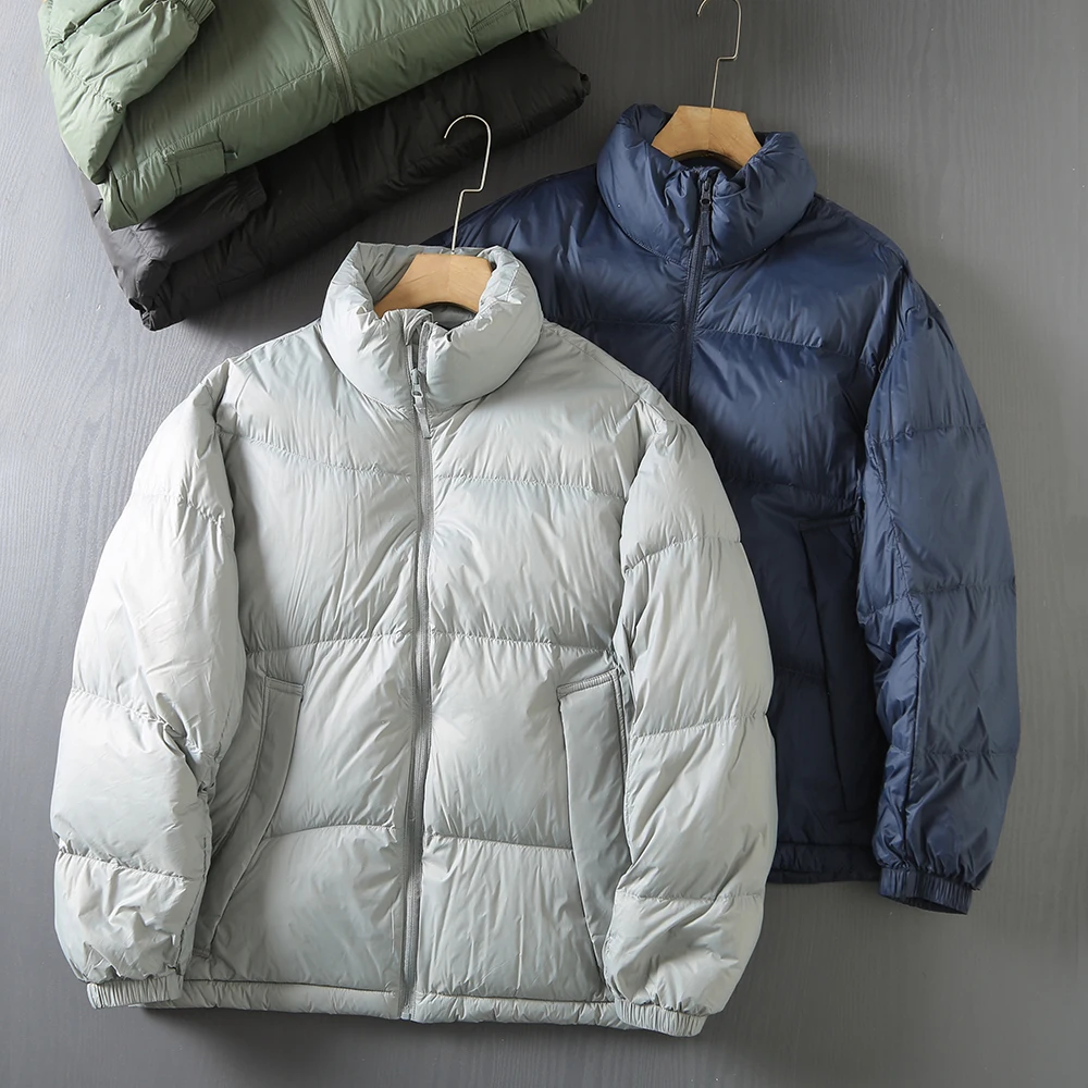 

Men's Winter Faion Warm Stand Collar Bread Du down Jaet High Fluffy 90 White Du Feather Reflective Inner ex Coat