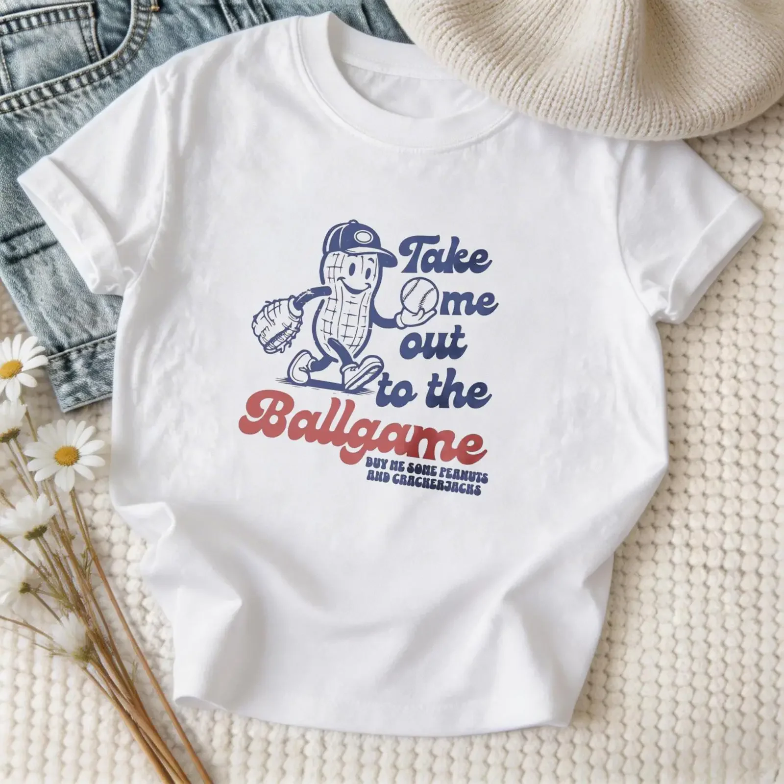 Take Me Out To The Ballgame Retro Peanut Baseball T Shirt Vintage Game Day Softball Funny Casual vintage Washed fashion