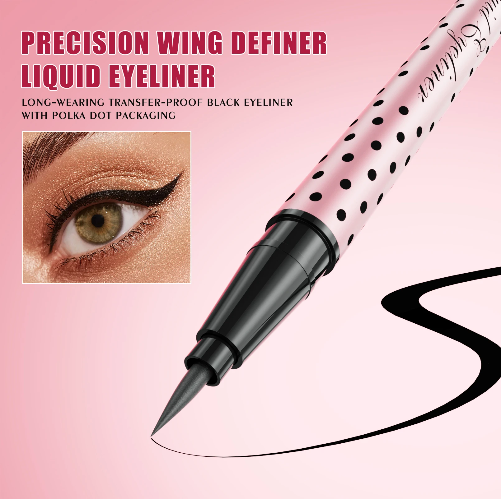 Black Liquid Eyeliner Pen, Ultra-Fine Tip, Waterproof Sweatproof & Smudge-Proof, 24H Long Lasting, Ideal for Lash Line