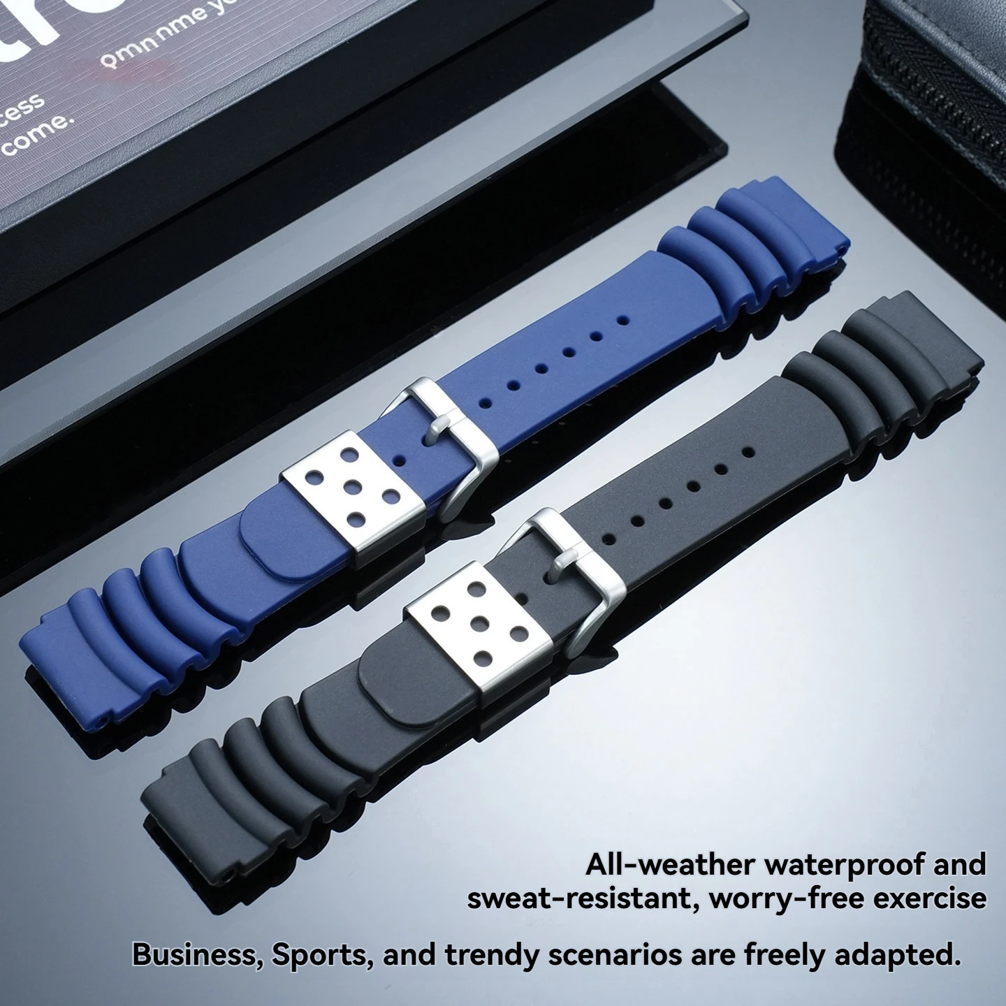 For  20 22mm compatible with Casio Swordfish MDV-106 MTP-VD01 silicone watch with waterproof, sweat proof, and water ghost ocean