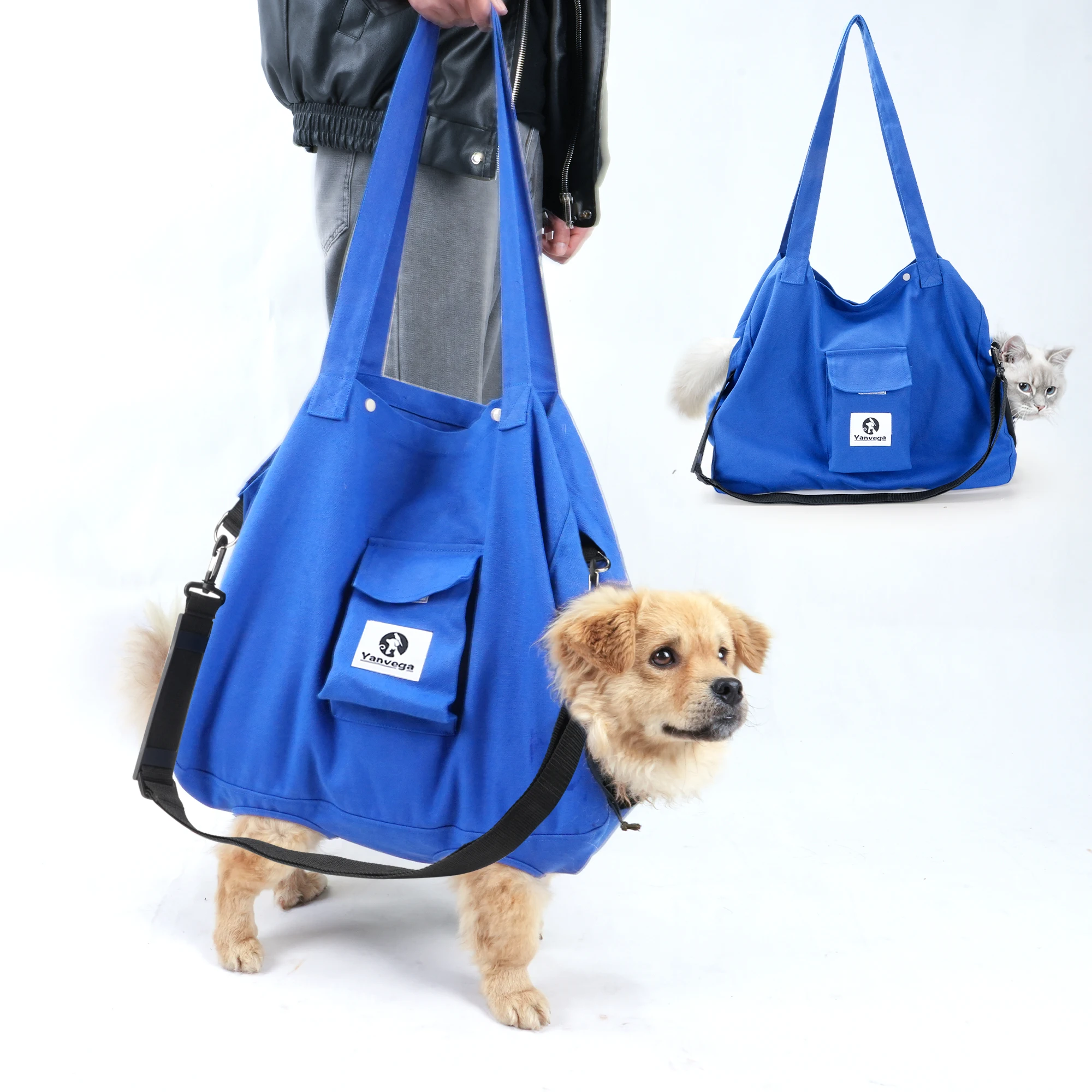 Yanvega Kedi Kese Taşıyıcı tek kollu çanta Evcil Hayvan Malzemeleri Renk Mavi Boyut XL 16 ila 30 lbs Kediler Ve Küçük Köpekler Için Büyük Uzay