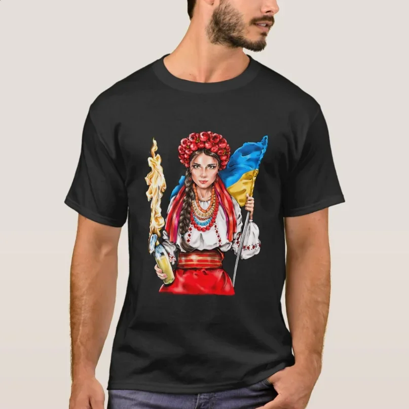 

Ukrainian Girl Fighting for Freedom T-Shirt 100% Cotton O-Neck Summer Short Sleeve Casual Mens T-shirt Size S-3XL