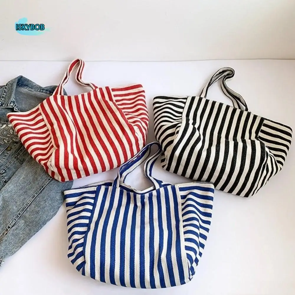 

Canvas Stripe Underarm Bag Shoulder Pouch Black/Blue/Red Cloth Shoulder Bag Shopping Bag Korean Style Felt Handbag Women