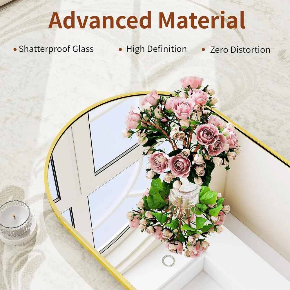 مرآة قائمة على الأرض بطول كامل مع إطار من الألومنيوم - خيارات قابلة للتركيب على الحائط أو الميل أو المعلقة لديكور المنزل