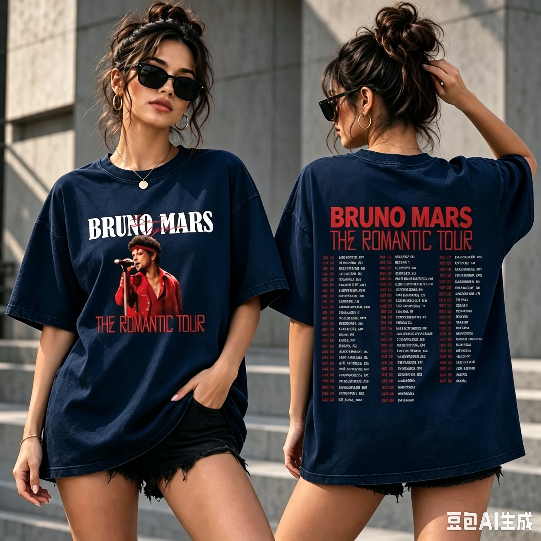 Bruno Mars The Romantic Tour 2026 September T-Shirt Retro-Konzertmuster Bequemes Trendiges T-Shirt Bruno Mars Fan-Geschenk – Detail 4