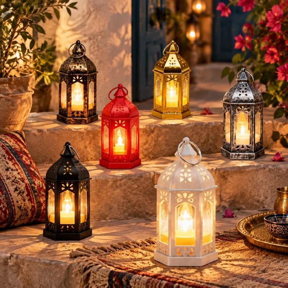 Retro Christmas LED Candle Light Flameless with Hook Mini Square Night Lights Warm Light Halloween New Year Hanging Small Lights