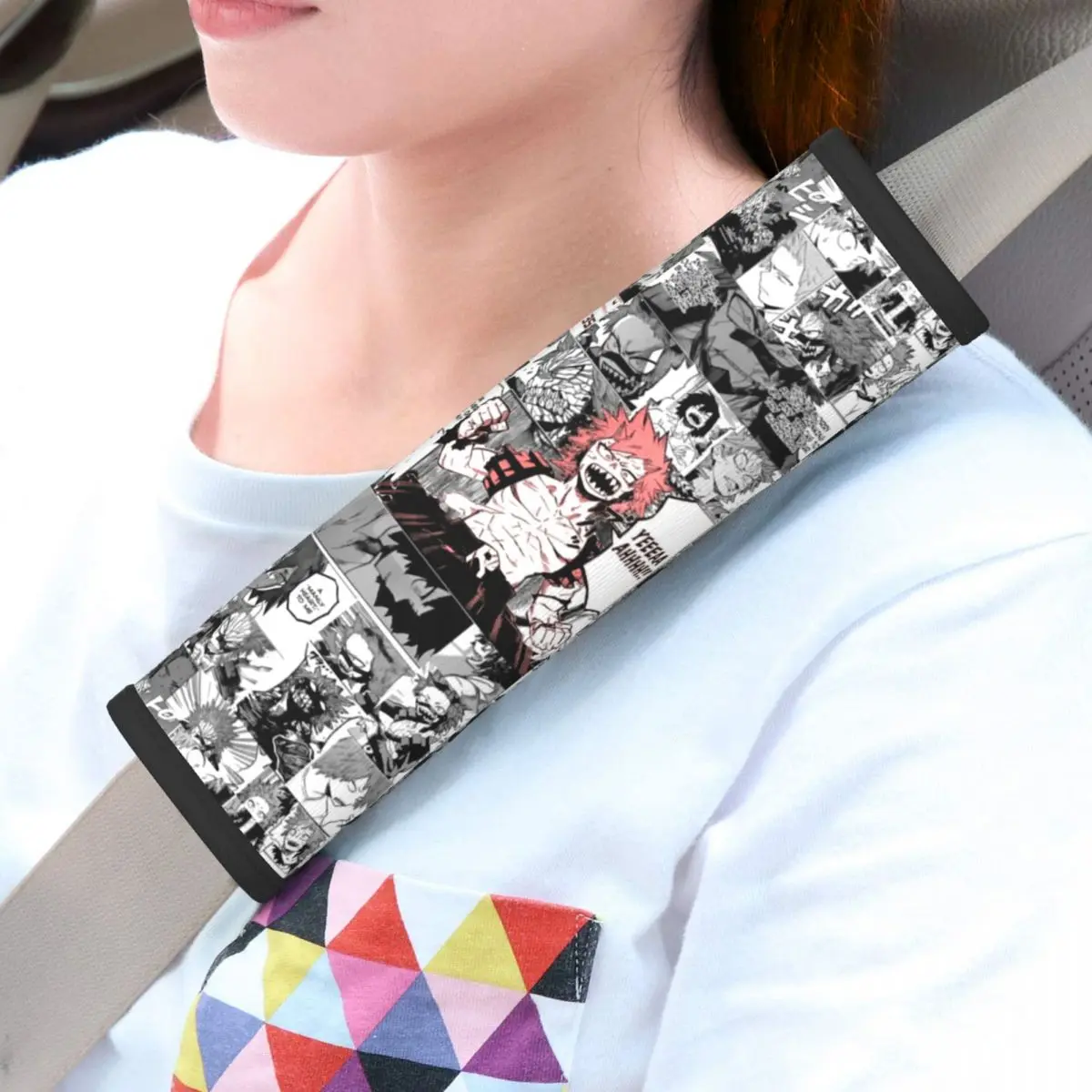 My H-Hero A-Academia Anime Car Seat Straps Shoulder Pads Super Soft Seat Belt Covers for Long Flight